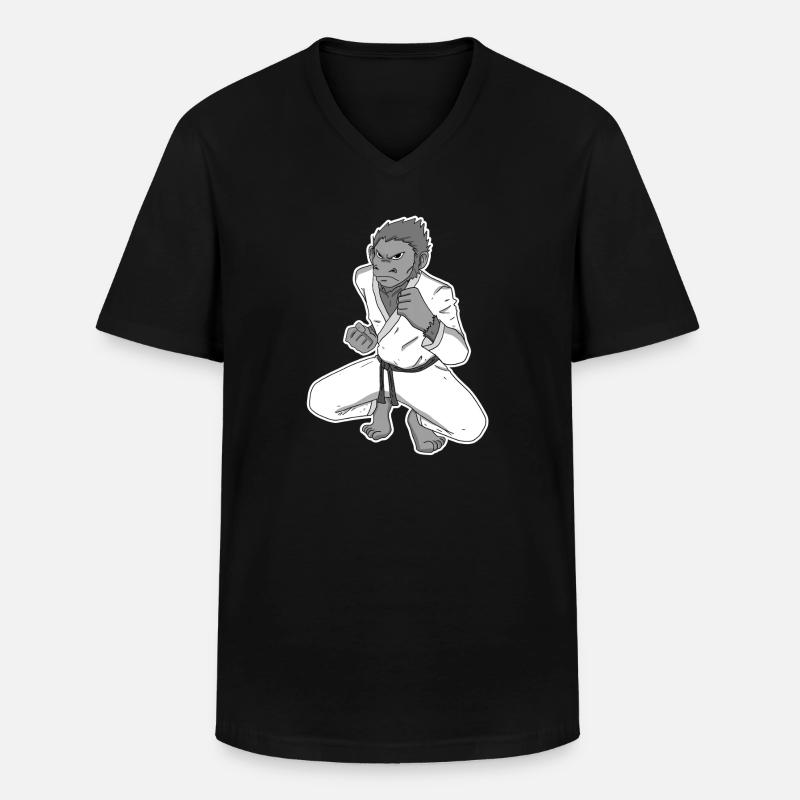 Strong monkey doing karate - Men's V-Neck T-Shirt - black