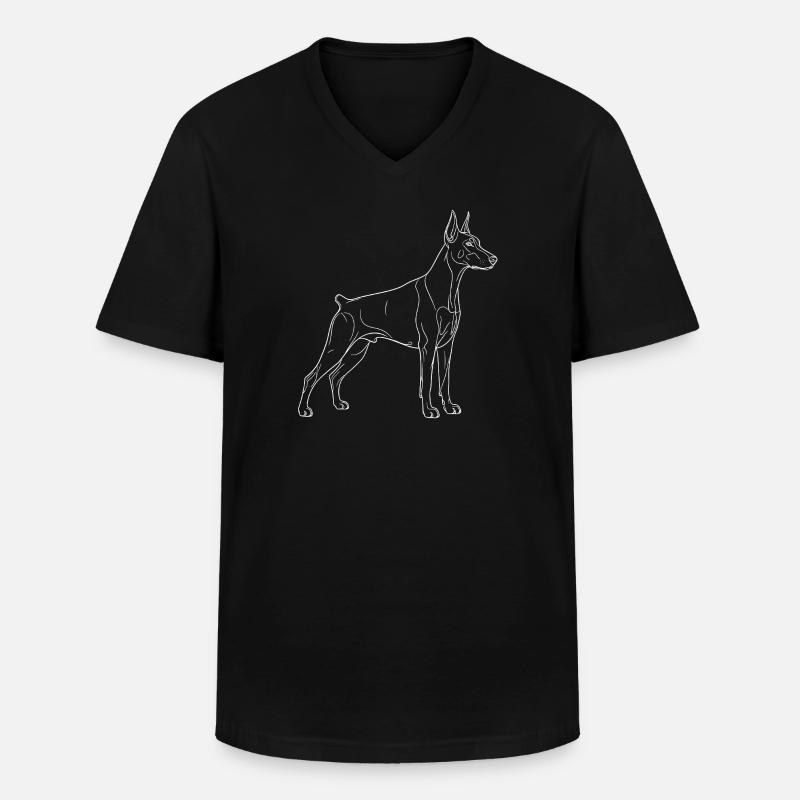 Anmutiger Dobermann in Seitenansicht - Männer-T-Shirt mit V-Ausschnitt - Schwarz