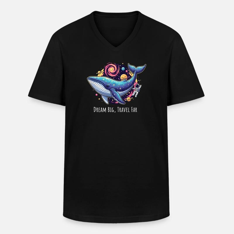 Cosmic Whale Abenteuer Illustration - Männer-T-Shirt mit V-Ausschnitt - Schwarz