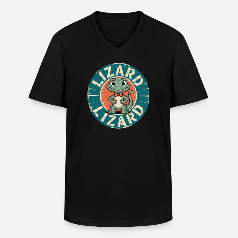 Lizard Meme Lustig Weirdcore Vibes - Männer-T-Shirt mit V-Ausschnitt - Schwarz