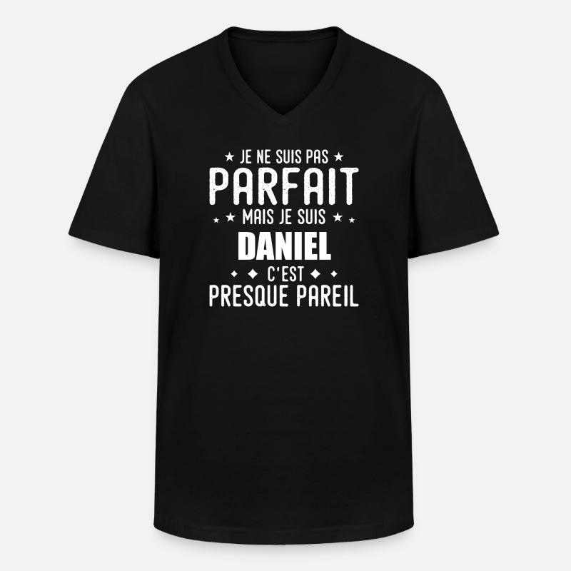 Daniel: authentisch, unvollkommen, oberflächlich, perfekt - Männer-T-Shirt mit V-Ausschnitt - Schwarz