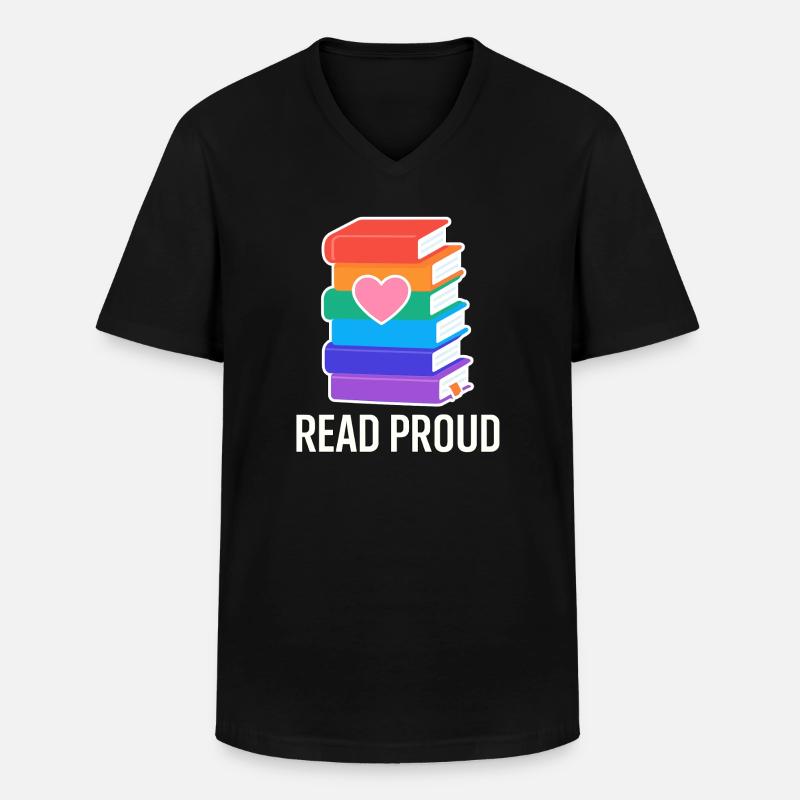 Lese Stolz Mit Regenbogen Herz - Männer-T-Shirt mit V-Ausschnitt - Schwarz