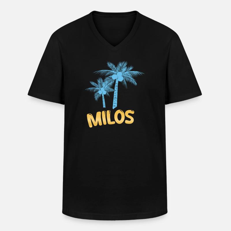 Milos Milos - Männer-T-Shirt mit V-Ausschnitt - Schwarz