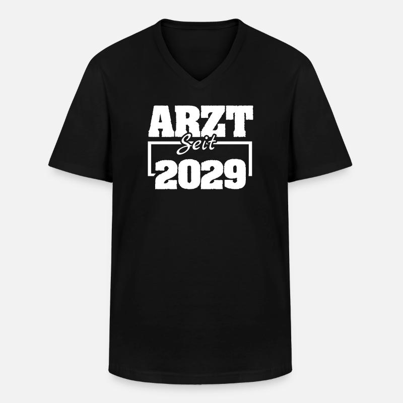 20 - Männer-T-Shirt mit V-Ausschnitt - Schwarz