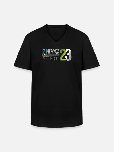 Miejski streetwear numer 86 design - Klasyczna koszulka męska z dekoltem w serek - czarny