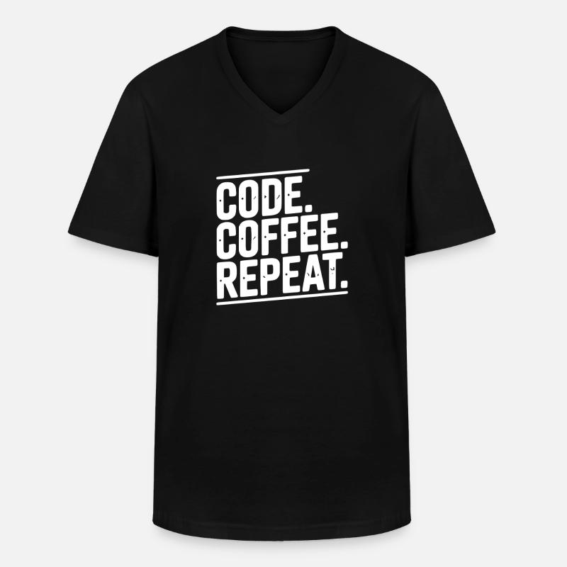 Code Kaffee-Wiederholung - Männer-T-Shirt mit V-Ausschnitt - Schwarz