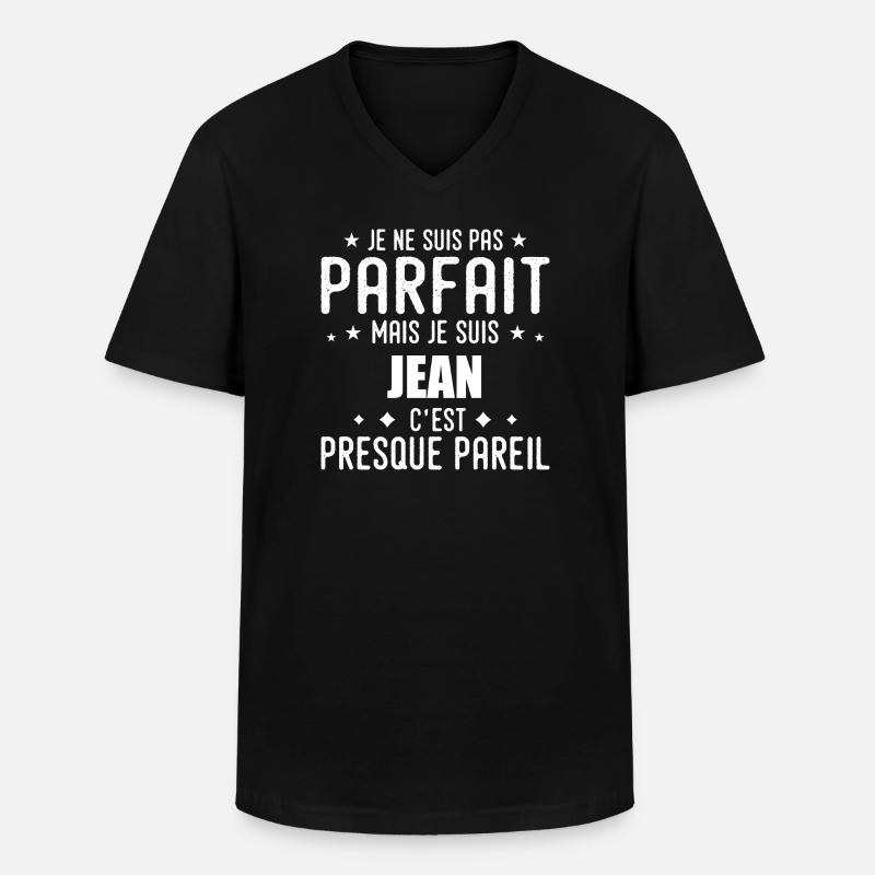 Jeans: authentisch, unvollkommen, Oberteil, Perfektion - Männer-T-Shirt mit V-Ausschnitt - Schwarz