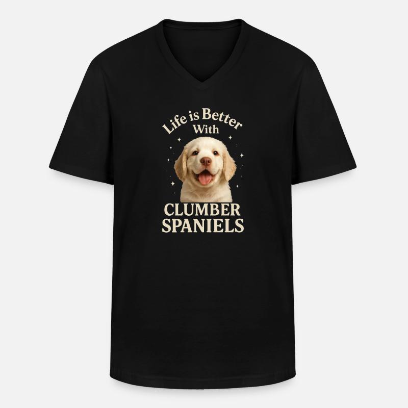 Clumber Spaniel - Männer-T-Shirt mit V-Ausschnitt - Schwarz
