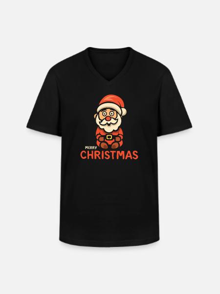 Santa Merry Christmas - Men's V-Neck T-Shirt - black