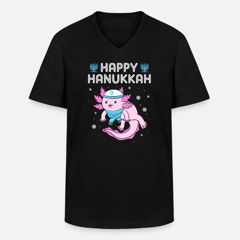 Hanoukka Hanoukka Hanoukka - T-shirt col V Homme - noir