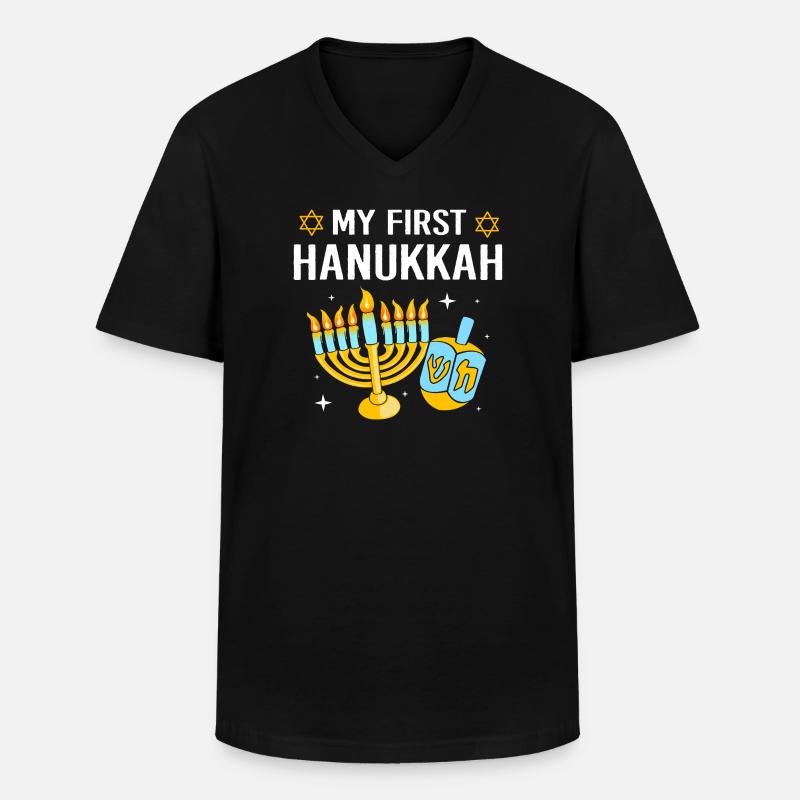 Hanoukka Hanoukka Hanoukka - T-shirt col V Homme - noir
