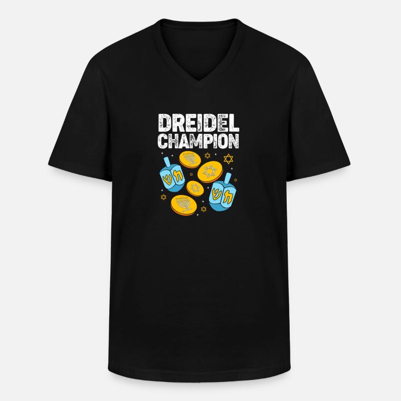 Hanoukka Hanoukka Hanoukka - T-shirt col V Homme - noir