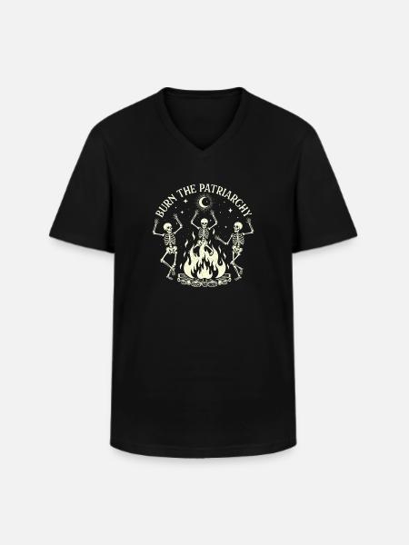 Burn The Patriarchy Spooky Halloween Feminist - Men's V-Neck T-Shirt - black
