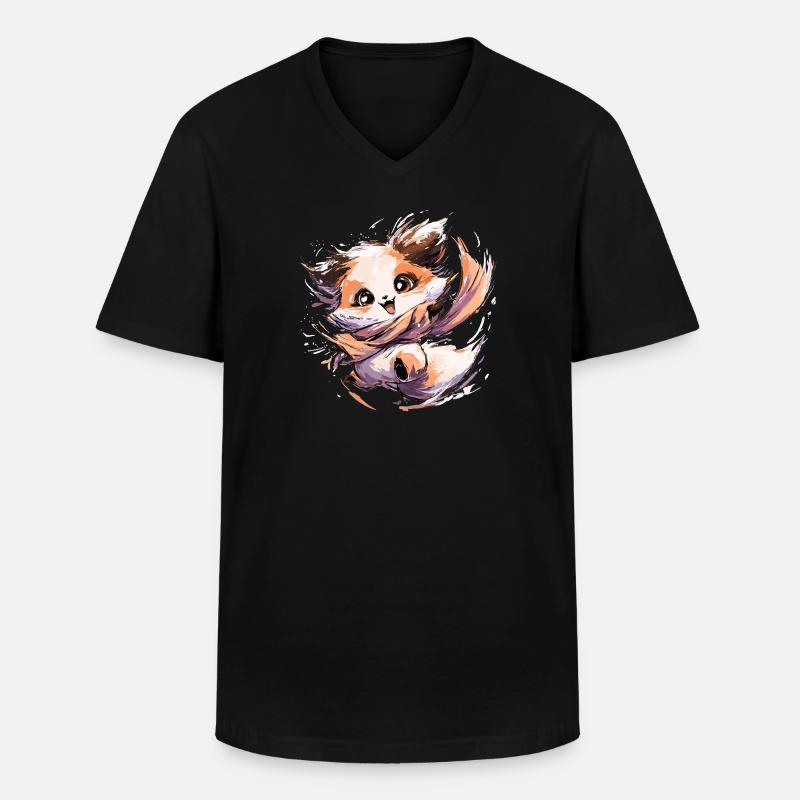 Fuchs mit Schal | Tanzender Fuchs - Männer-T-Shirt mit V-Ausschnitt - Schwarz