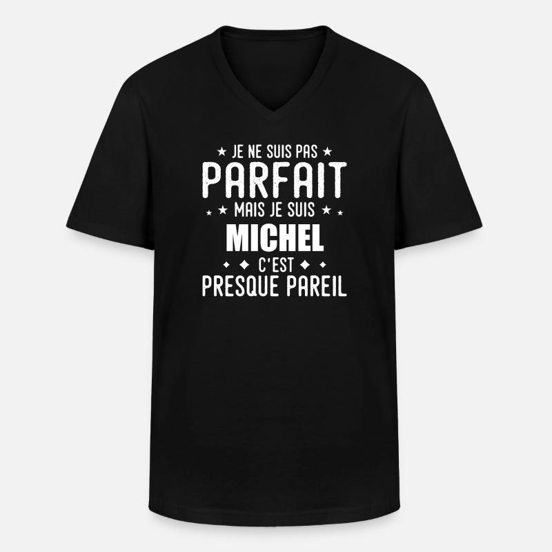 Michel: authentisch, unvollkommen, oberflächlich, perfekt - Männer-T-Shirt mit V-Ausschnitt - Schwarz