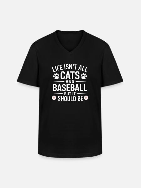 Baseball Saying Cats Funny Baseball Gift - Men's V-Neck T-Shirt - black