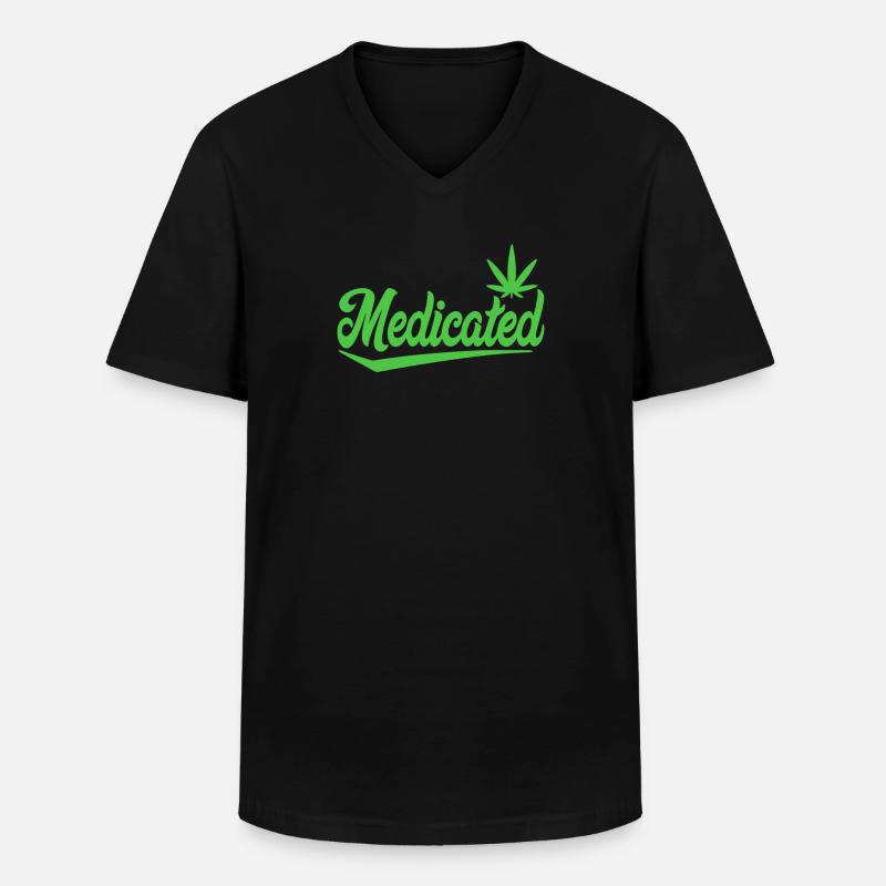 Medizinisches Skript mit Blatt | 420 Chill-Vibes - Männer-T-Shirt mit V-Ausschnitt - Schwarz