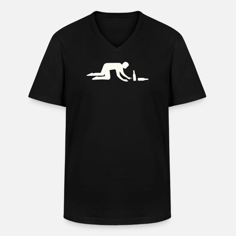Säufer Silhouette mit Flasche - Männer-T-Shirt mit V-Ausschnitt - Schwarz