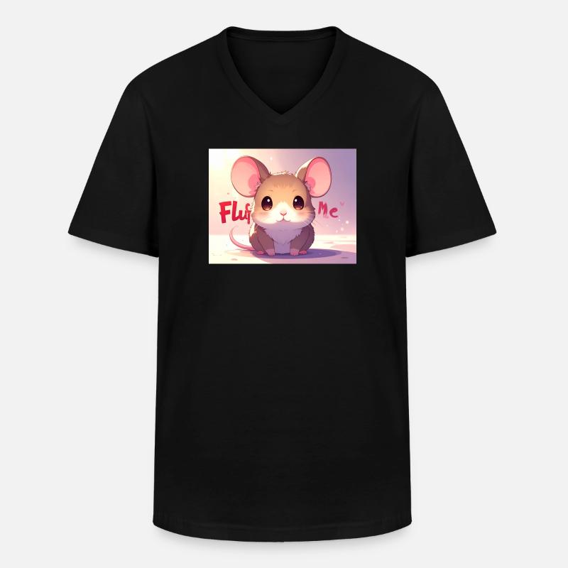 Maus Fluff me - Männer-T-Shirt mit V-Ausschnitt - Schwarz