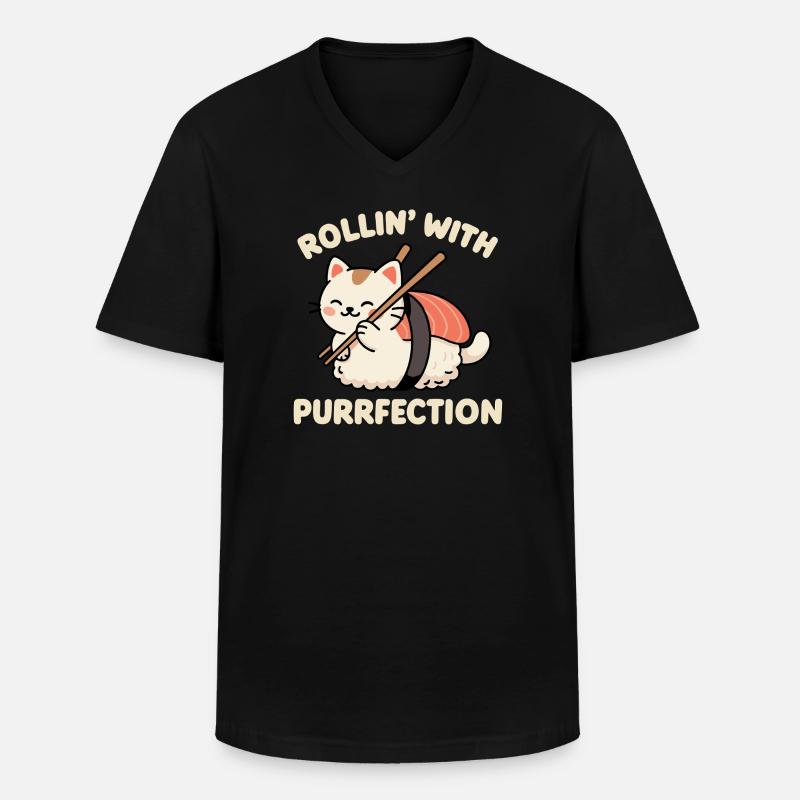 Rollin' mit Purrfection - Männer-T-Shirt mit V-Ausschnitt - Schwarz