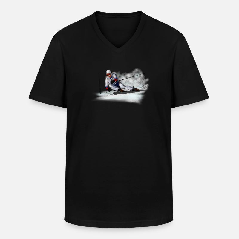 Abfahrt - Männer-T-Shirt mit V-Ausschnitt - Schwarz