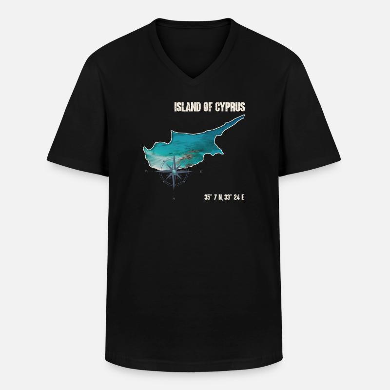 Zypern Umriss Kompassdesign - Männer-T-Shirt mit V-Ausschnitt - Schwarz
