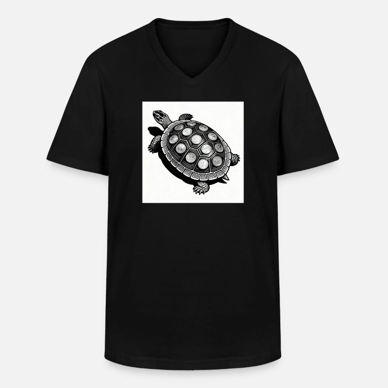 Münz-Schildkröte Geometrie - Männer-T-Shirt mit V-Ausschnitt - Schwarz