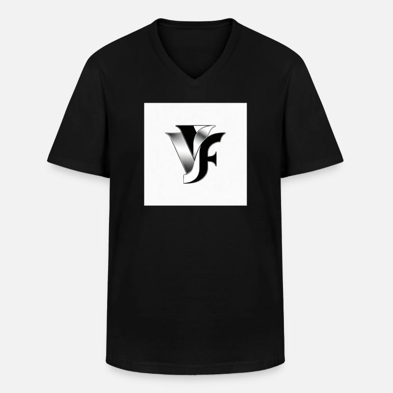 VF Monogramm Metallisch - Männer-T-Shirt mit V-Ausschnitt - Schwarz