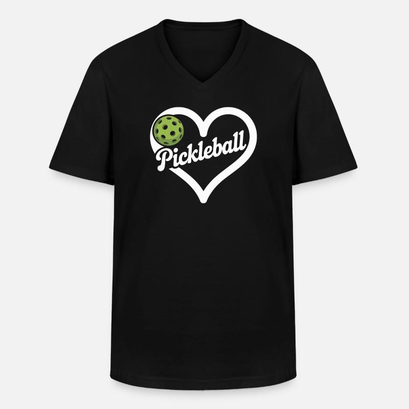Pickleball Herz - Männer-T-Shirt mit V-Ausschnitt - Schwarz