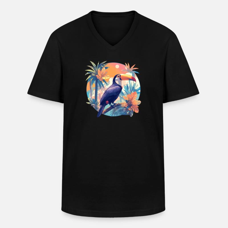 Tukane Tukan - Männer-T-Shirt mit V-Ausschnitt - Schwarz