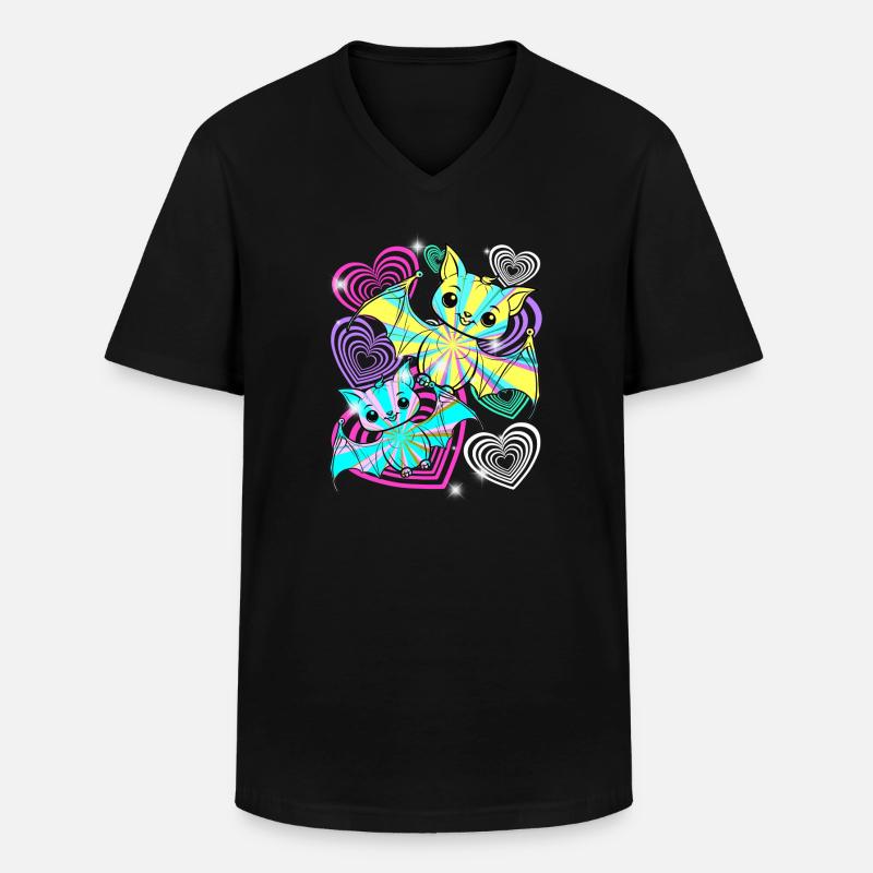 Retro Fledermäuse Halloween Kinder - Männer-T-Shirt mit V-Ausschnitt - Schwarz