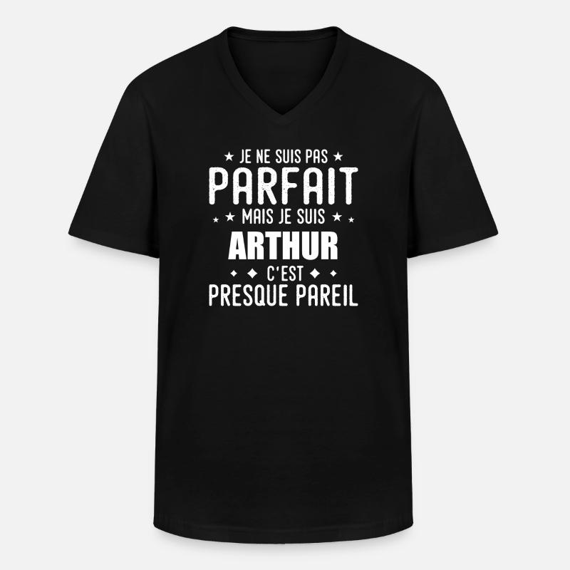 Arthur: authentisch, unvollkommen, oben, Perfektion - Männer-T-Shirt mit V-Ausschnitt - Schwarz