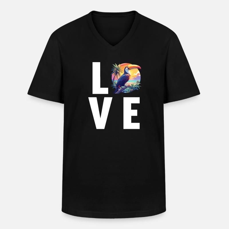 Tukane Tukan - Männer-T-Shirt mit V-Ausschnitt - Schwarz