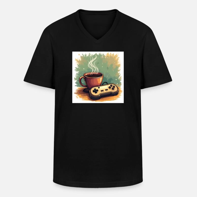 Caffeine & Campaigns - Männer-T-Shirt mit V-Ausschnitt - Schwarz