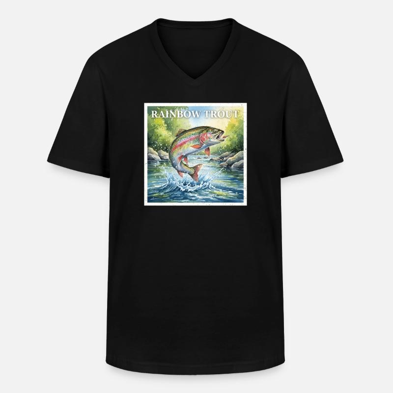 Regenbogenforelle - Männer-T-Shirt mit V-Ausschnitt - Schwarz