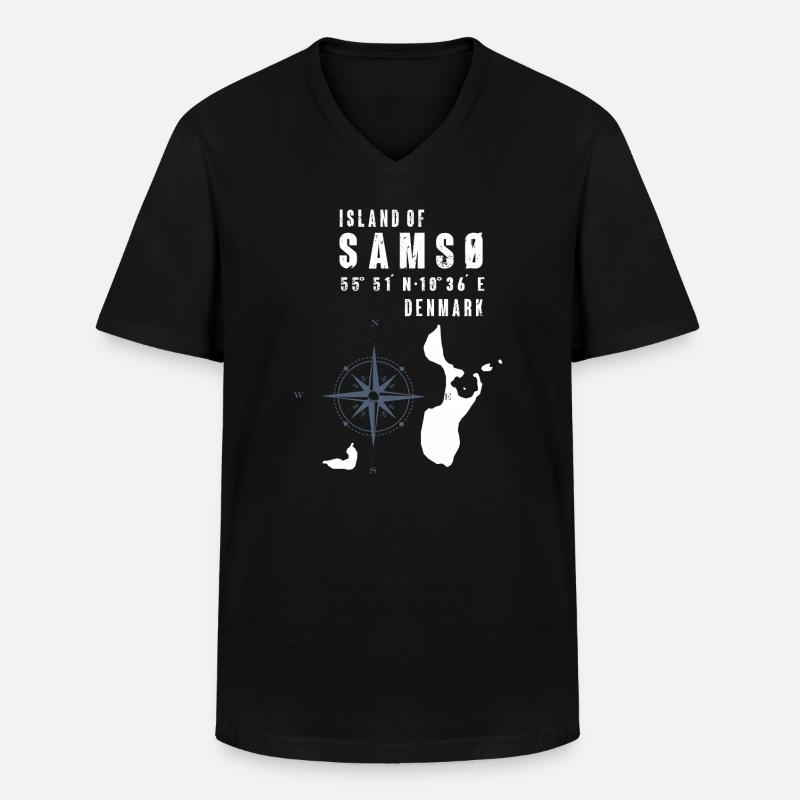 Samsø Samsoe Island Outline Compass - Men's V-Neck T-Shirt - black