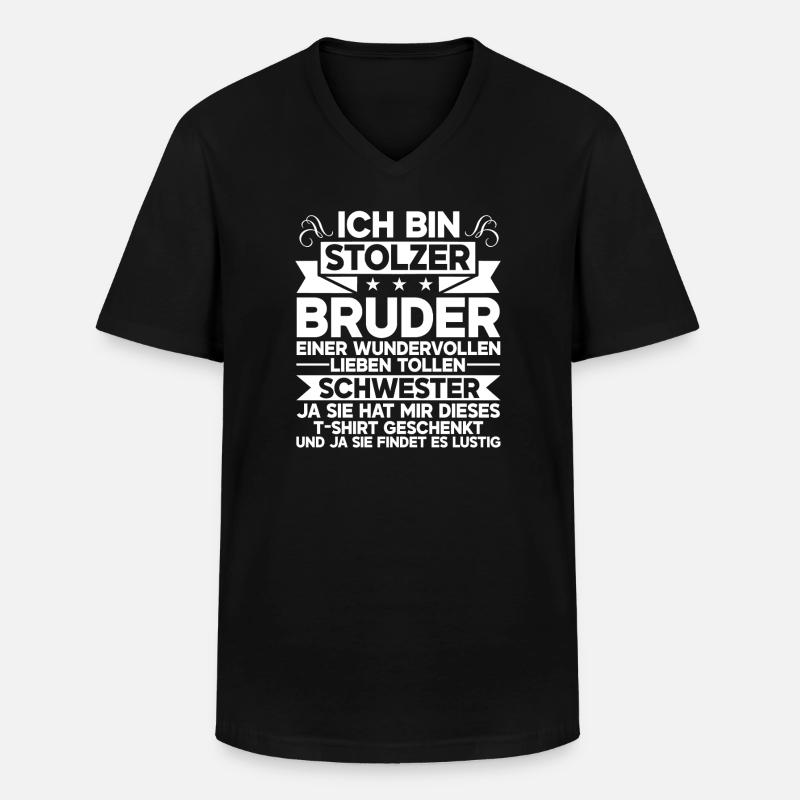 Stolzer Bruder Einer Wundervollen Schwester - Männer-T-Shirt mit V-Ausschnitt - Schwarz