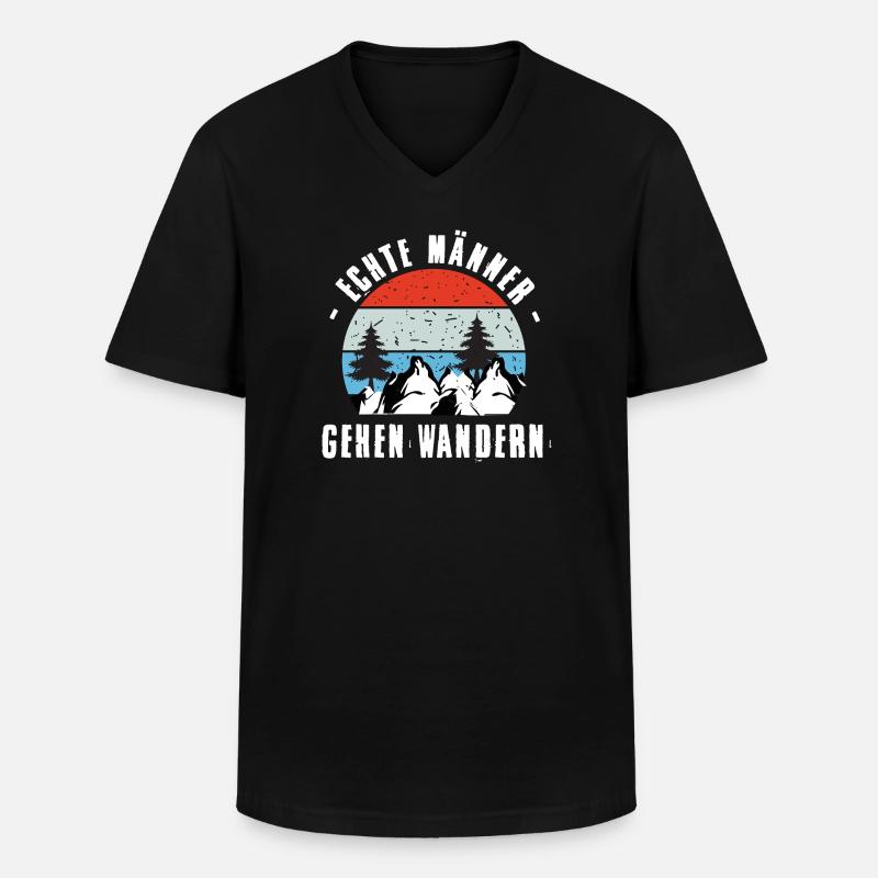 Wandern Sprüche Wanderer Wanderoutfits - Männer-T-Shirt mit V-Ausschnitt - Schwarz