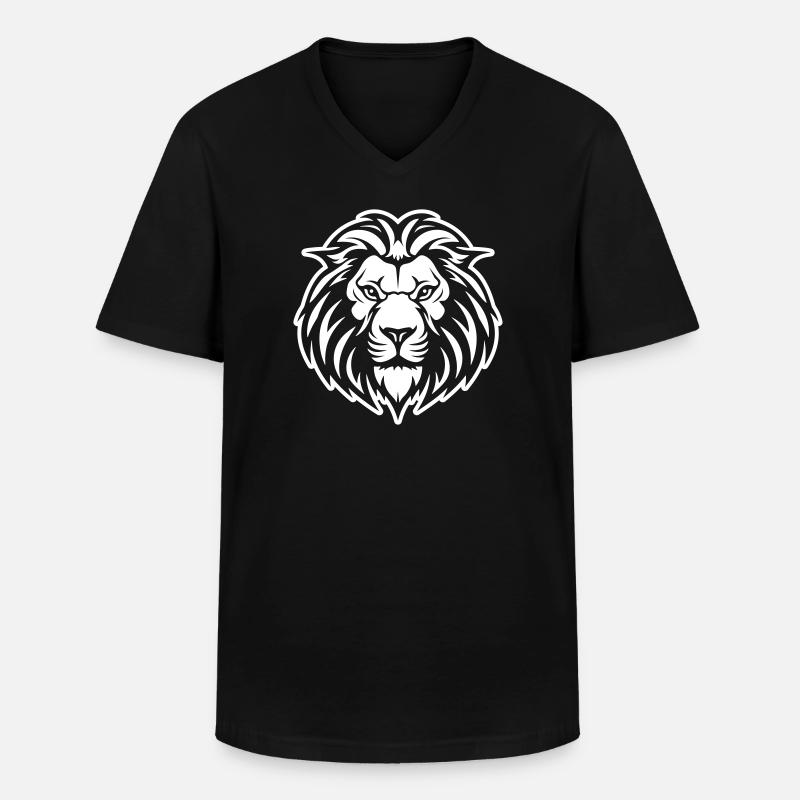 Löwe Kopf - Männer-T-Shirt mit V-Ausschnitt - Schwarz