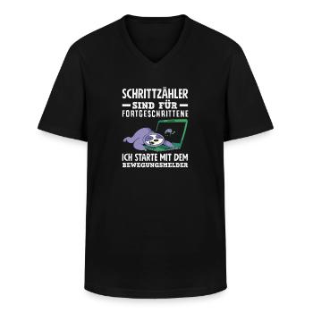 Podomètre? J’utilise le détecteur de mouvement - T-shirt col V Homme - noir - Devant - AI Model Male 178 dark (178cm)