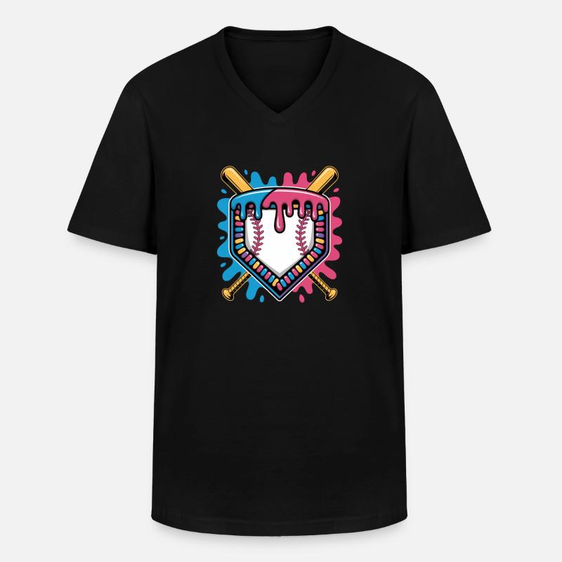 Baseball Home Plate Bats Farbsplash - Männer-T-Shirt mit V-Ausschnitt - Schwarz
