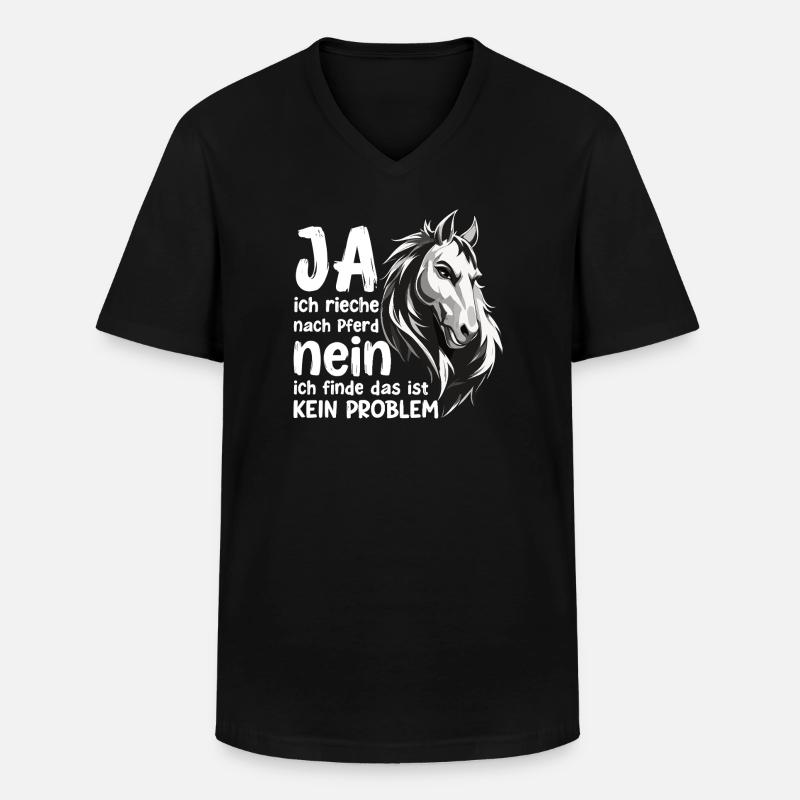 Pferde Spruch mit Pferdekopf Statement Hobby - Männer-T-Shirt mit V-Ausschnitt - Schwarz