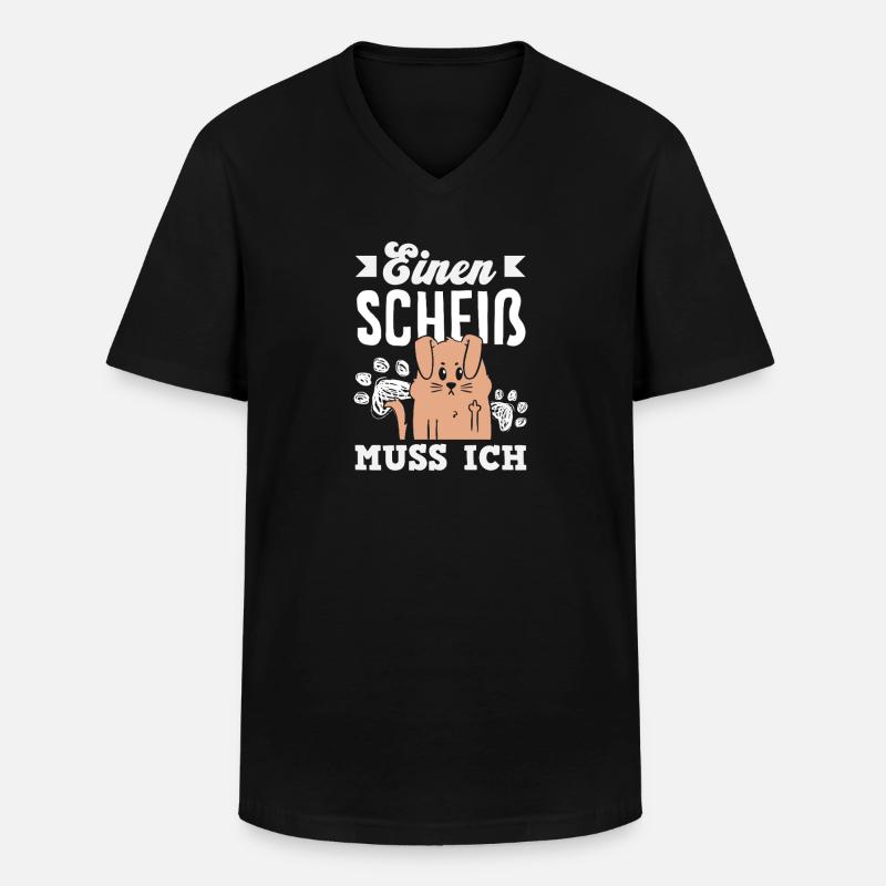N Scheiß muss ich – Mittelfinger - Männer-T-Shirt mit V-Ausschnitt - Schwarz