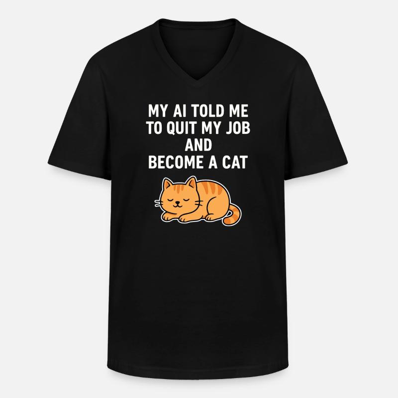 AI Cat Life - Männer-T-Shirt mit V-Ausschnitt - Schwarz