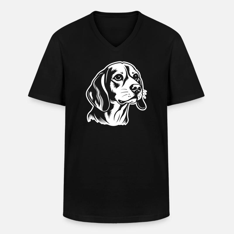 Beagle Hund Kopf - Männer-T-Shirt mit V-Ausschnitt - Schwarz