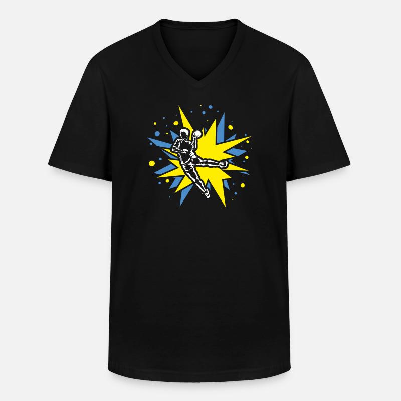 Handball Design im Comic-Explosionen - Männer-T-Shirt mit V-Ausschnitt - Schwarz