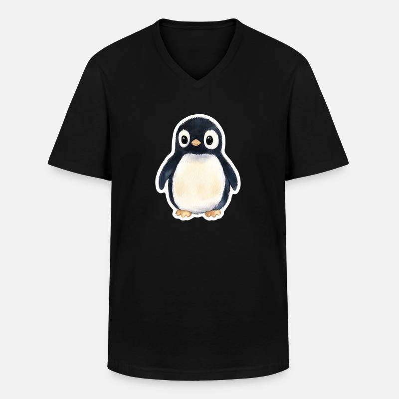 Pinguin - Männer-T-Shirt mit V-Ausschnitt - Schwarz