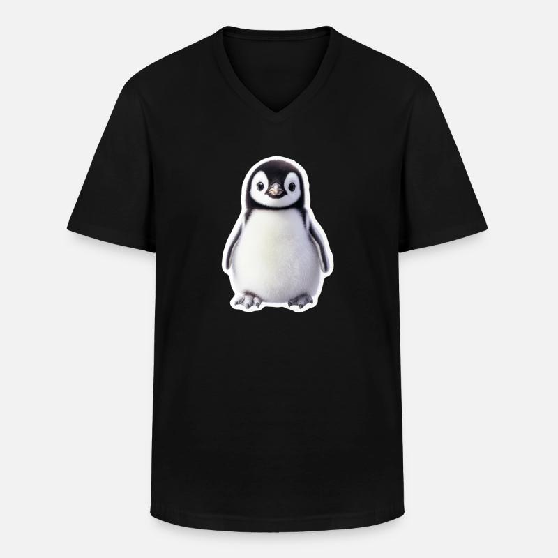 Pinguin - Männer-T-Shirt mit V-Ausschnitt - Schwarz
