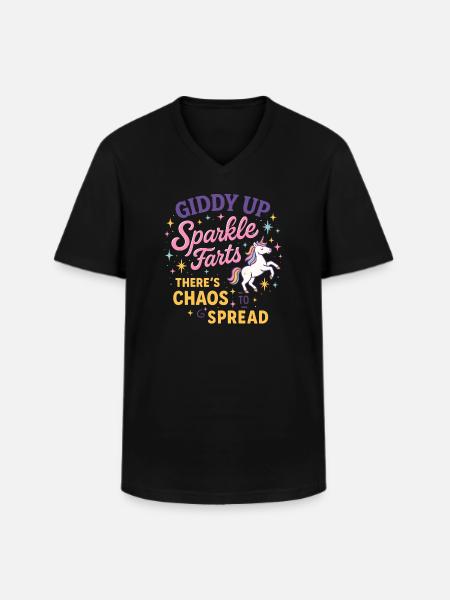 Giddy Up Sparkle Farts Chaos to Spread - Men's V-Neck T-Shirt - black