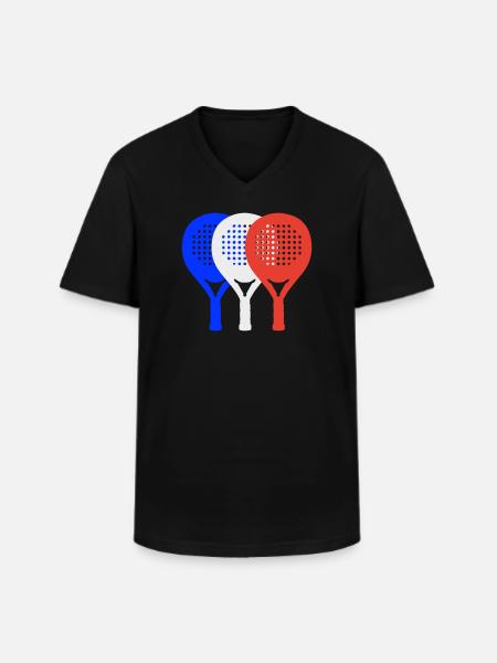 Padel-Frankreich2 - Männer-T-Shirt mit V-Ausschnitt - Schwarz